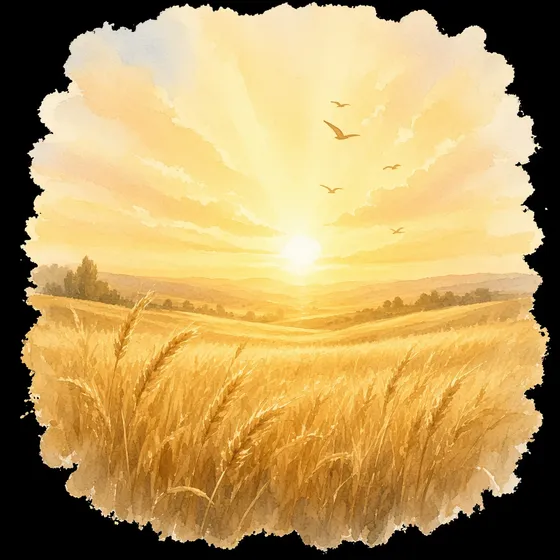 Sunrise over a golden wheat field